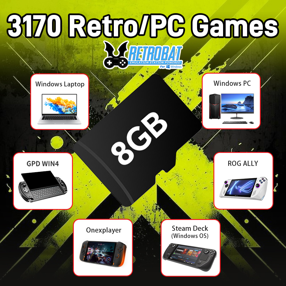 Retro Gaming Theme - 8GB Game TF Card with 3170