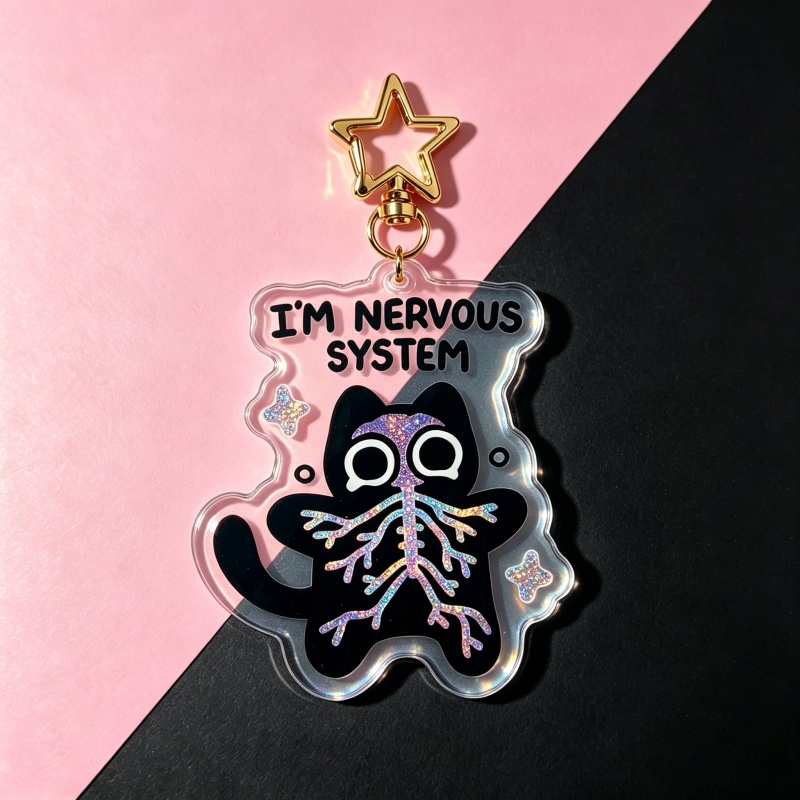 I'm Nervous System Cat Acrylic - Retro Gaming Keychain ulasan dan harga