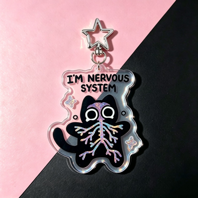 I'm Nervous System Cat Acrylic - Retro Gaming Keychain ulasan dan harga