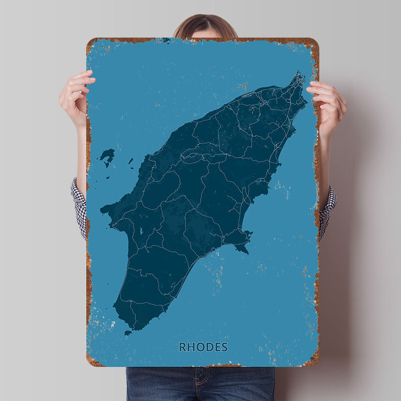 Map of Rhodes Island Poster Cu - Retro Gaming Island ulasan dan harga