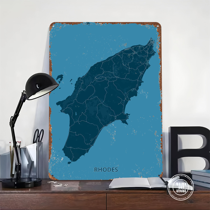 Map of Rhodes Island Poster Cu - Retro Gaming Island ulasan dan harga