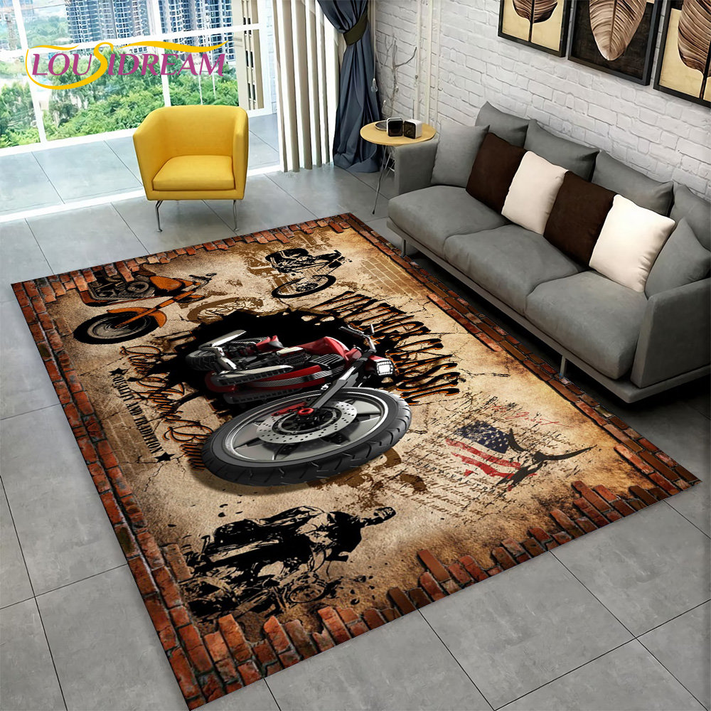 3D Retro Vintage Motorcycle Ar - Retro Gaming Rug ulasan dan harga