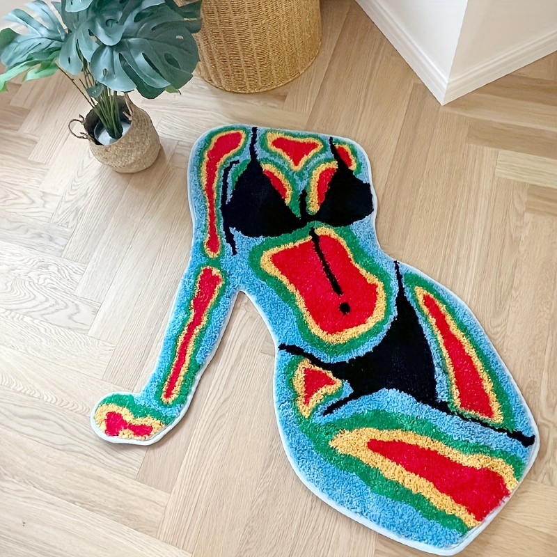 Irregular Body Shape Flocked F - Retro Gaming Rug ulasan dan harga