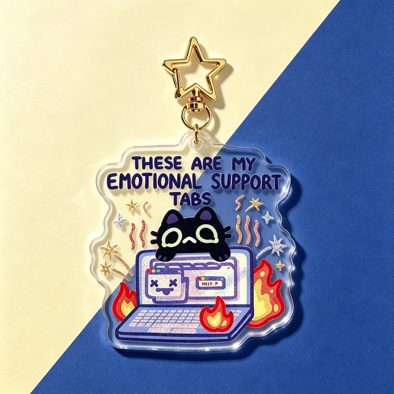 Emotional Support Tabs Cat Acr - Retro Gaming Keychain ulasan dan harga