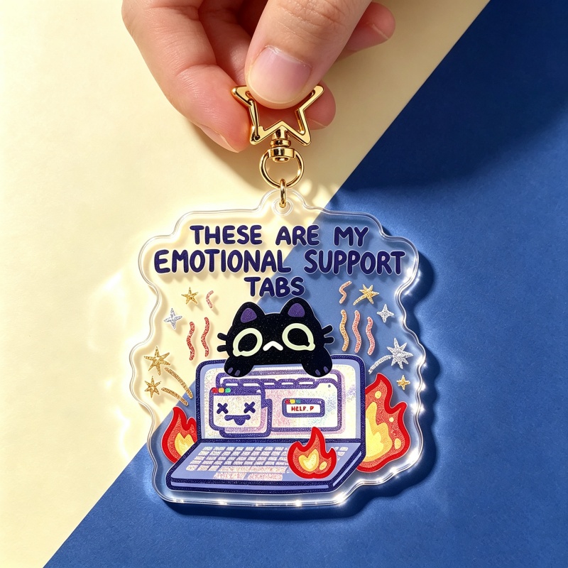 Emotional Support Tabs Cat Acr - Retro Gaming Keychain ulasan dan harga