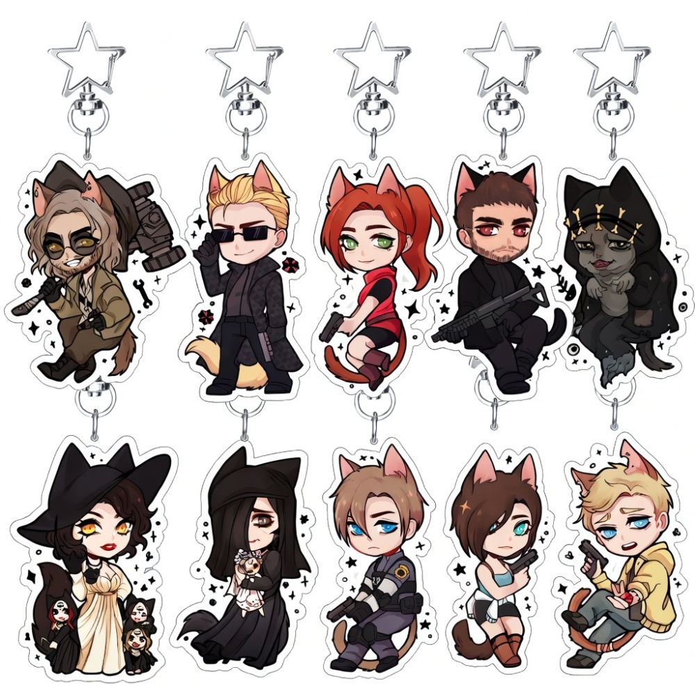 Resident Evil 6cm Acrylic Stan - Retro Gaming Keychain ulasan dan harga